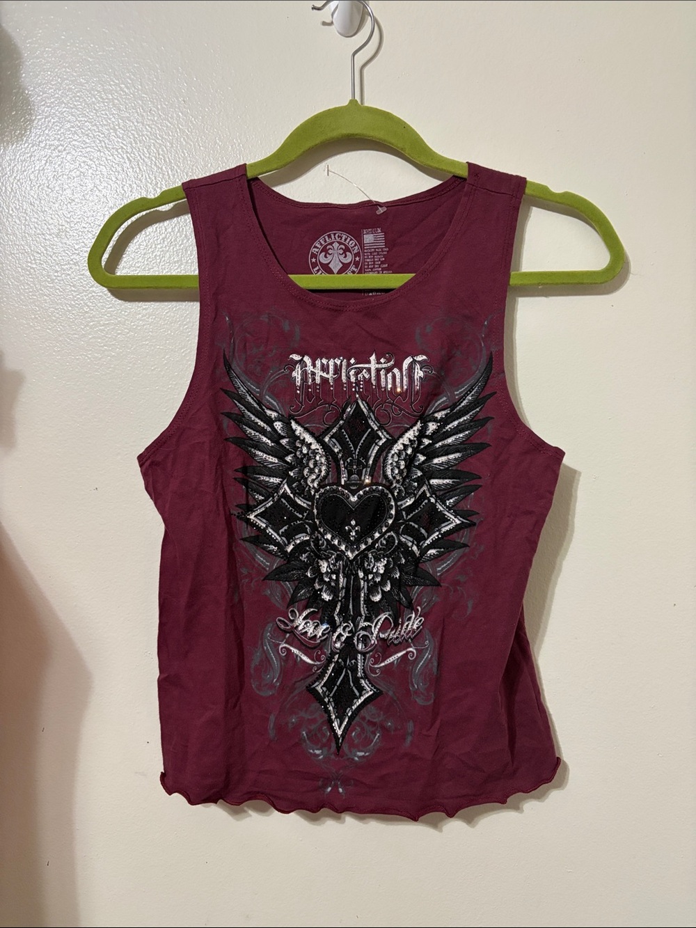 Hot Topic Maroon Winged Heart Graphic Tank